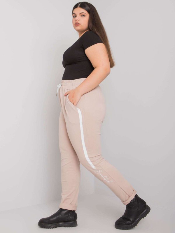 Spodnie dresowe-RV-DR-6876.82P-beżowy rozmiar - 3XL