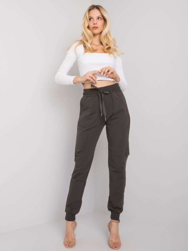 Spodnie dresowe-RV-DR-6896.48P-ciemny khaki rozmiar - S