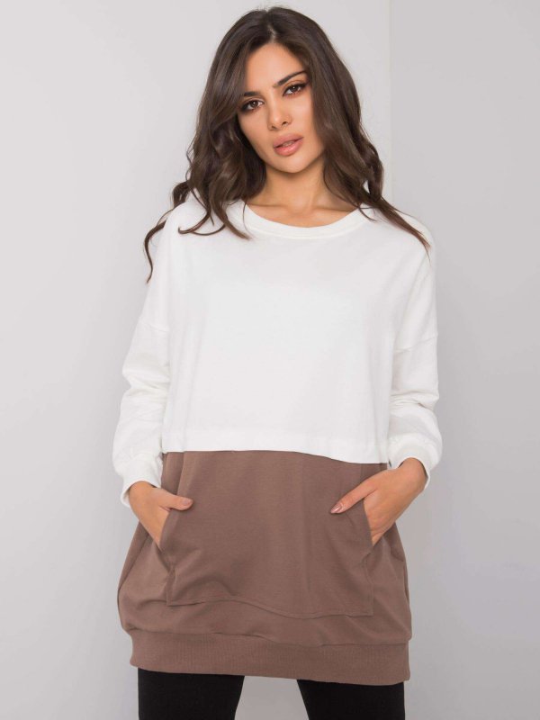 Bluza-RV-BL-7197.89P-biało-brązowy rozmiar - S/M