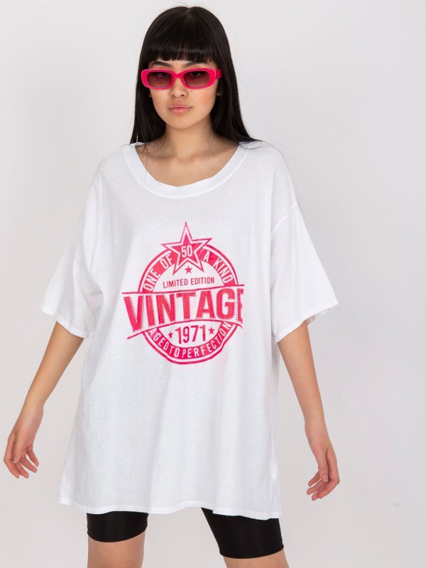 T-shirt-DHJ-TS-6862.24X-biało-różowy rozmiar - ONE SIZE