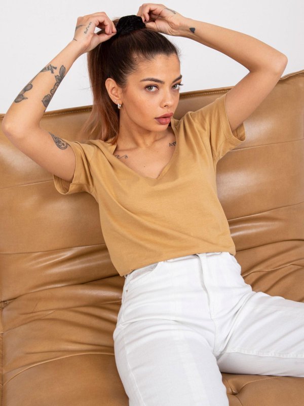 T-shirt-TW-TS-1002.28X-camelowy rozmiar - XL