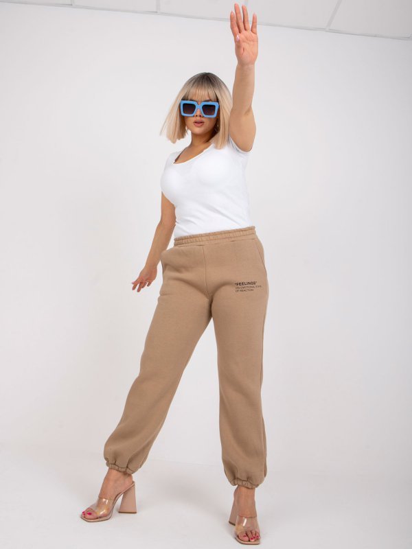 Spodnie dresowe-EM-DR-522.52P-ciemny bezowy rozmiar - L