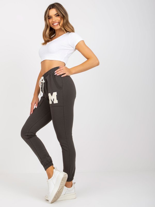 Spodnie dresowe-RV-DR-7859.02P-ciemny khaki rozmiar - L