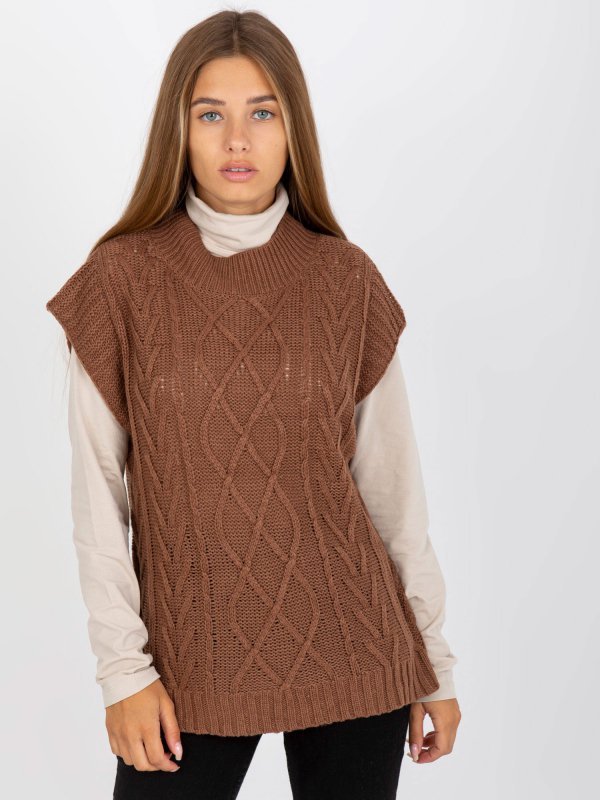 Kamizelka-D90027W90785B2-brązowy rozmiar - M/L