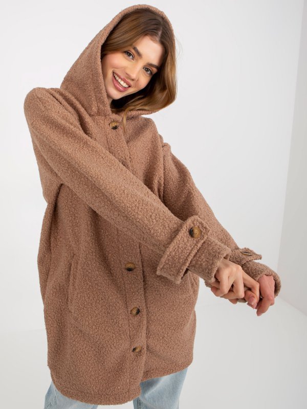 Płaszcz-RV-PL-8449.98P-ciemny bezowy rozmiar - L/XL