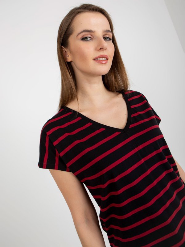 T-shirt-RV-TS-8567.26-czarno-czerwony rozmiar - L