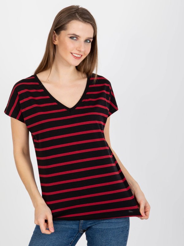 T-shirt-RV-TS-8567.26-czarno-czerwony rozmiar - XL
