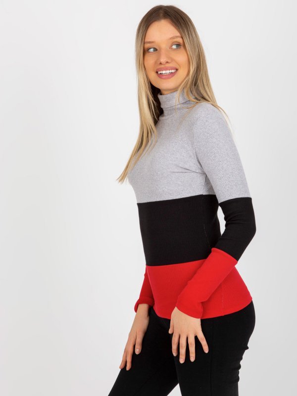 Bluzka-RV-BZ-8465-1.08P-szaro-czarny rozmiar - ONE SIZE