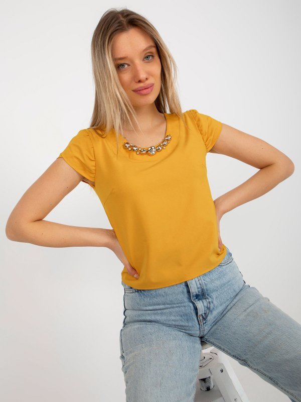 Bluzka-LK-BZ-505783-1.42P-ciemny żółty rozmiar - 40
