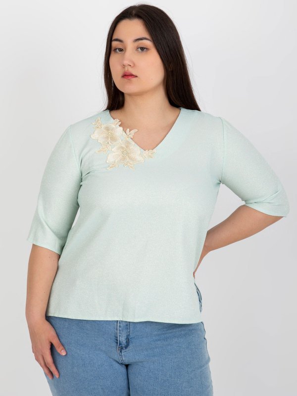 Bluzka-LK-BZ-506692.32-mietowy rozmiar - 46