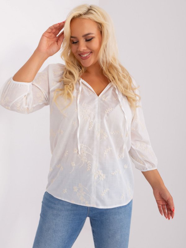 Bluzka-LK-BZ-509324.50P-biało-beżowy rozmiar - M/L