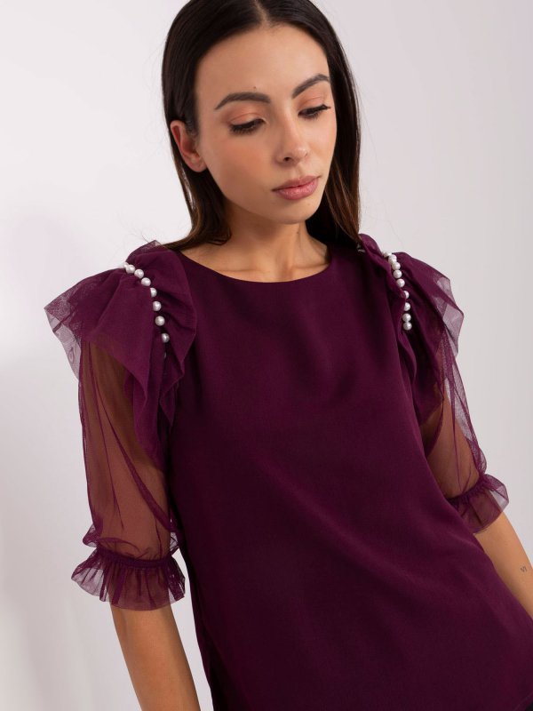 Bluzka-LK-BZ-506682.26P-ciemny fioletowy rozmiar - 38