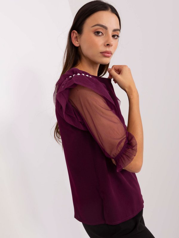 Bluzka-LK-BZ-506682.26P-ciemny fioletowy rozmiar - 42