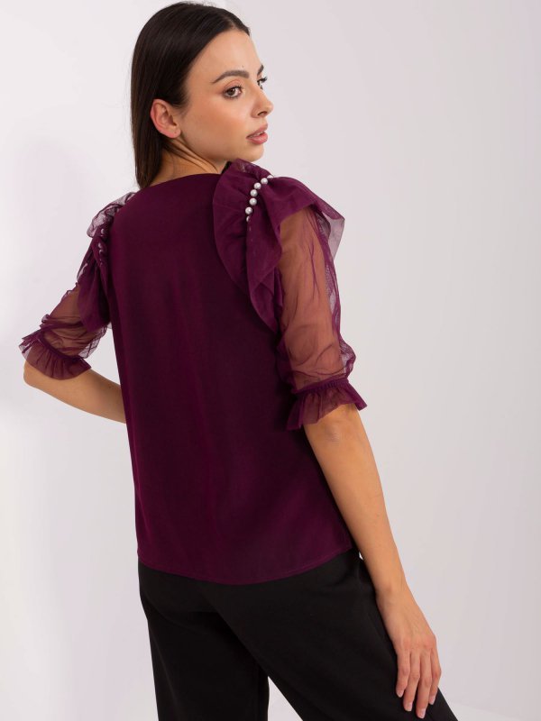 Bluzka-LK-BZ-506682.26P-ciemny fioletowy rozmiar - 42