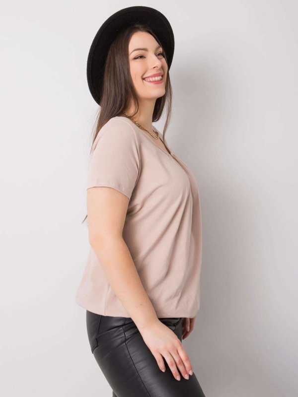 T-shirt-RV-TS-6320.85P-beżowy rozmiar - 2XL
