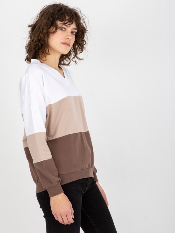 Bluza-RV-BL-8328.65P-biało-brązowy rozmiar - S/M