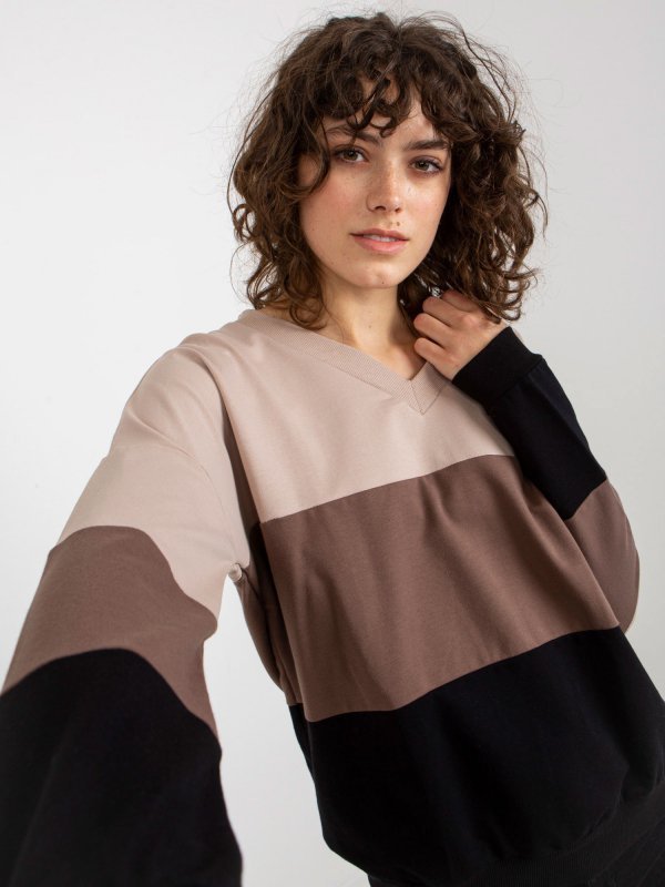 Bluza-RV-BL-8328.34X-czarno-beżowy rozmiar - S/M
