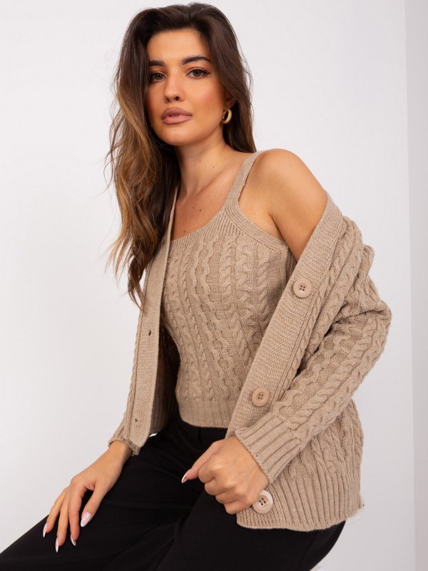 Komplet-BA-KMPL-8018.88P-ciemny bezowy rozmiar - ONE SIZE