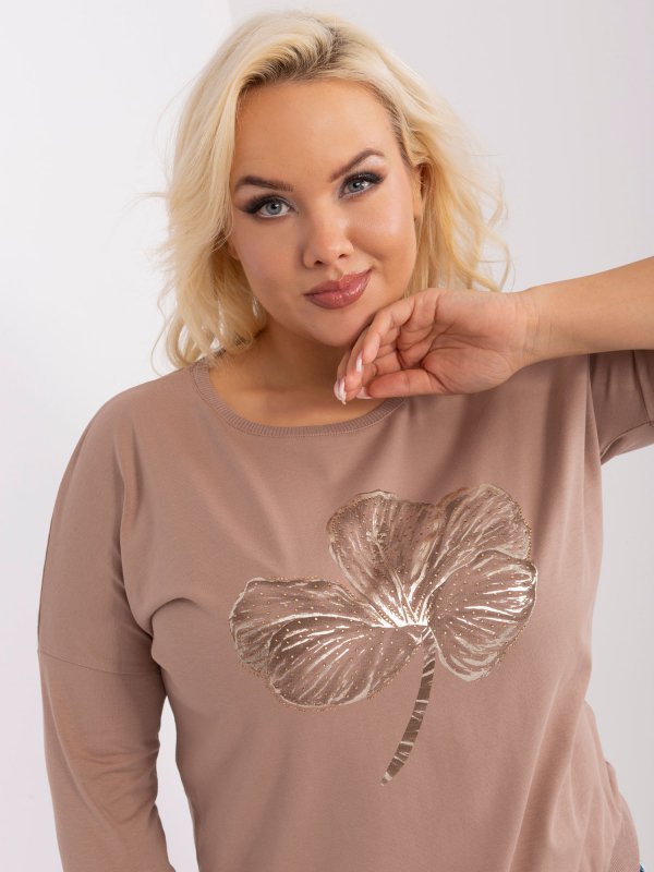 Bluzka-RV-BZ-9191.78-ciemny bezowy rozmiar - ONE SIZE