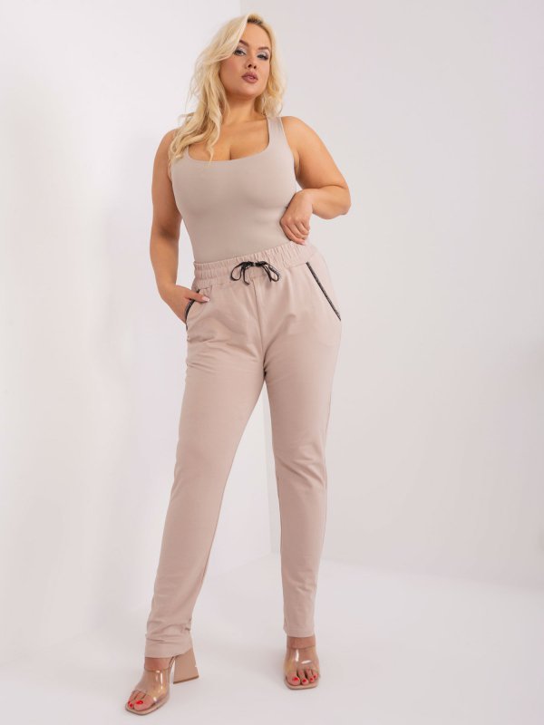 Spodnie dresowe-RV-DR-4765.52-beżowy rozmiar - 4XL