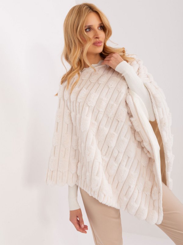 Poncho-AT-PN-2347.68-ecru rozmiar - ONE SIZE