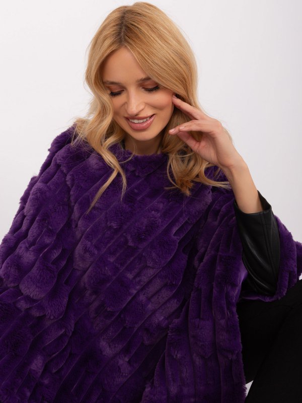 Poncho-AT-PN-2347.68-ciemny fioletowy rozmiar - ONE SIZE