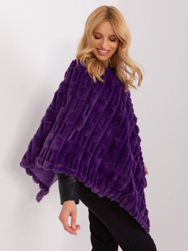 Poncho-AT-PN-2347.68-ciemny fioletowy rozmiar - ONE SIZE