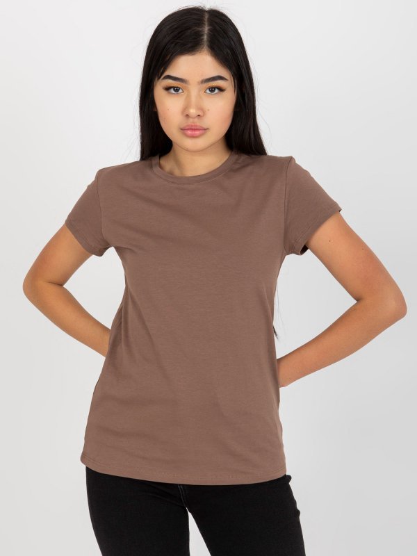 T-shirt-RV-TS-4623.40-brązowy rozmiar - XS