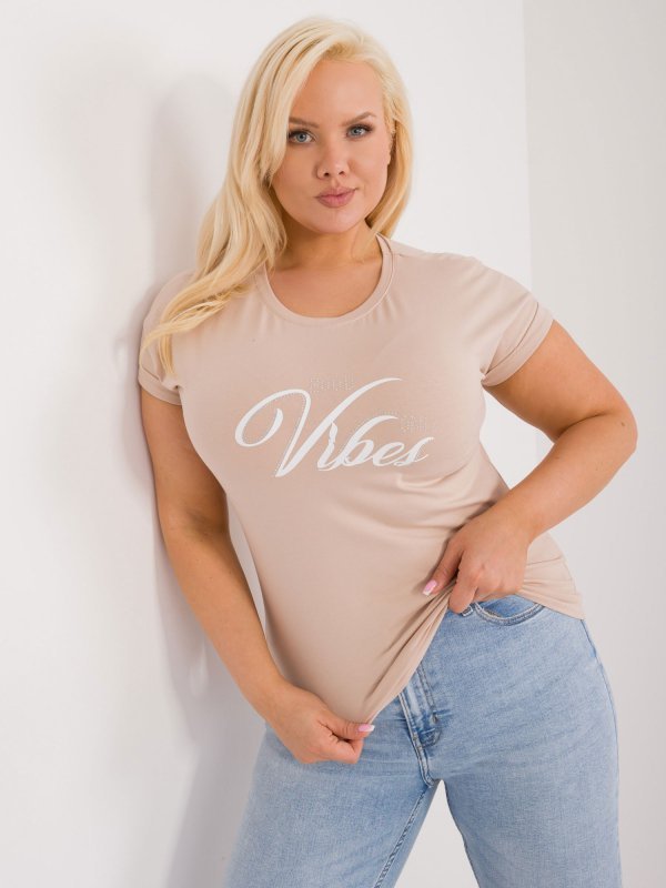 T-shirt-RV-TS-9475.60-beżowy rozmiar - ONE SIZE