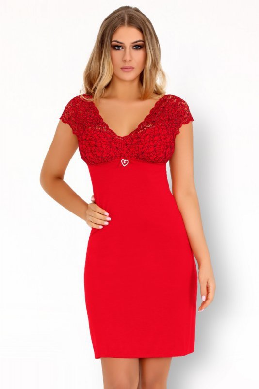 Zmysłowa Koszulka Damska Crossina LC 90465 Tangerinne Red Czerwony Collection LivCo Corsetti Fashion rozmiar - S/M