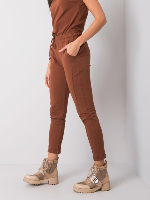 Spodnie dresowe-RV-DR-3589.07X-ciemny brązowy rozmiar - XL