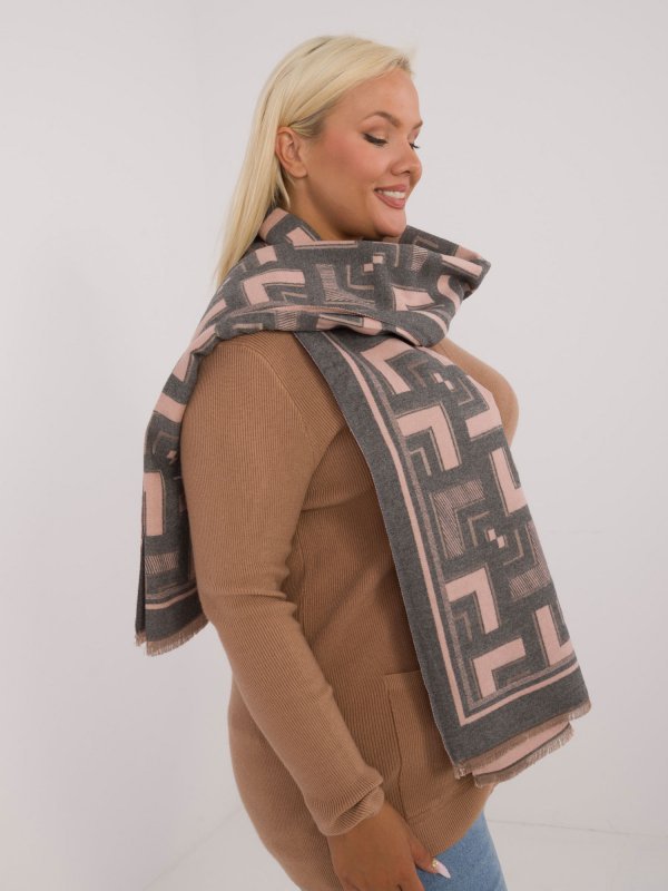 Szalik-AT-SZ-23158.32-szaro-różowy rozmiar - ONE SIZE