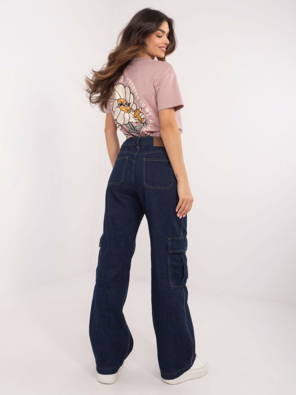 Spodnie jeans-D80016BD62458D282-granatowy rozmiar - L