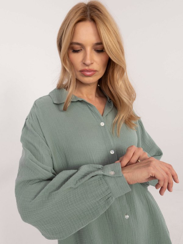 Koszula-D70032M11066D3-pistacjowy rozmiar - M/L