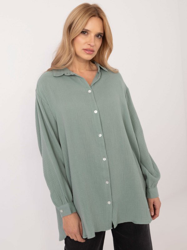 Koszula-D70032M11066D3-pistacjowy rozmiar - M/L
