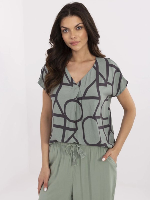 Bluzka-D73771M11171D-khaki rozmiar - L