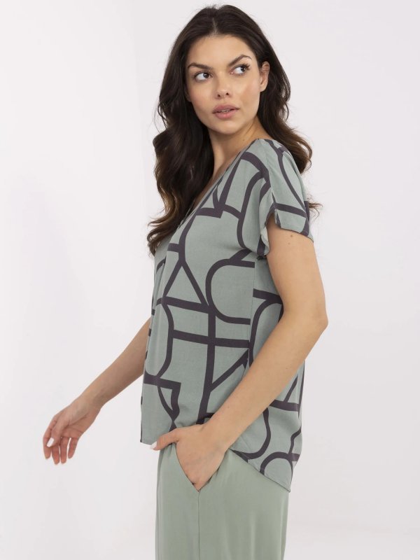 Bluzka-D73771M11171D-khaki rozmiar - S