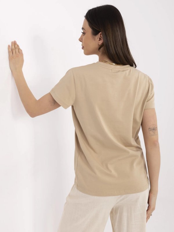 T-shirt-CLM-TS-1640.87-beżowy rozmiar - M