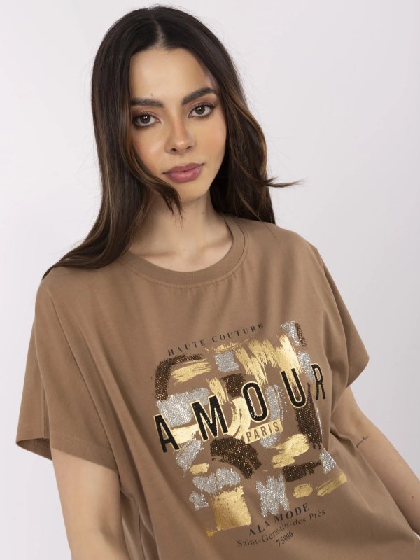Bluzka-CLM-BZ-1701.81-jasny brązowy rozmiar - L/XL
