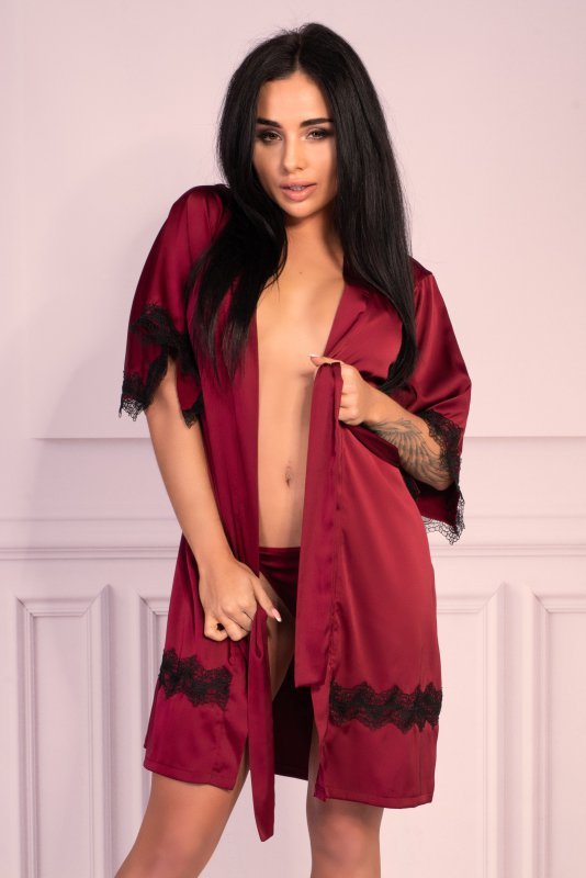 Szlafrok Aresmina LC 90564 Cherry Mahogany Callection Burgundy Bordowy LivCo Corsetti Fashion rozmiar - S/M
