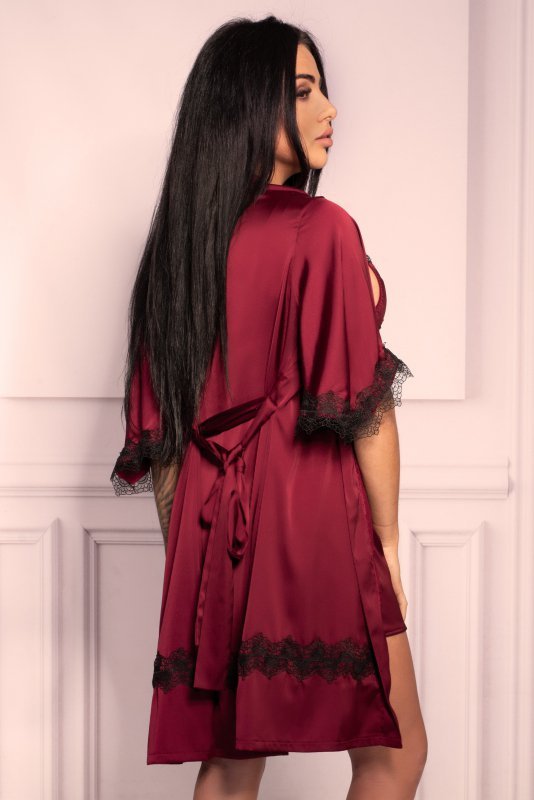 Szlafrok Aresmina LC 90564 Cherry Mahogany Callection Burgundy Bordowy LivCo Corsetti Fashion rozmiar - S/M