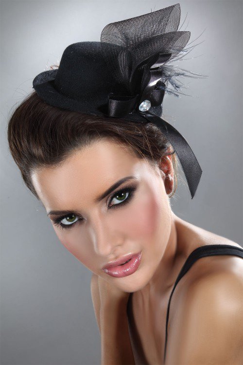Mini Top Hats Black Czarny LC 12011 Model 4 LivCo Corsetti Fashion Model 4
