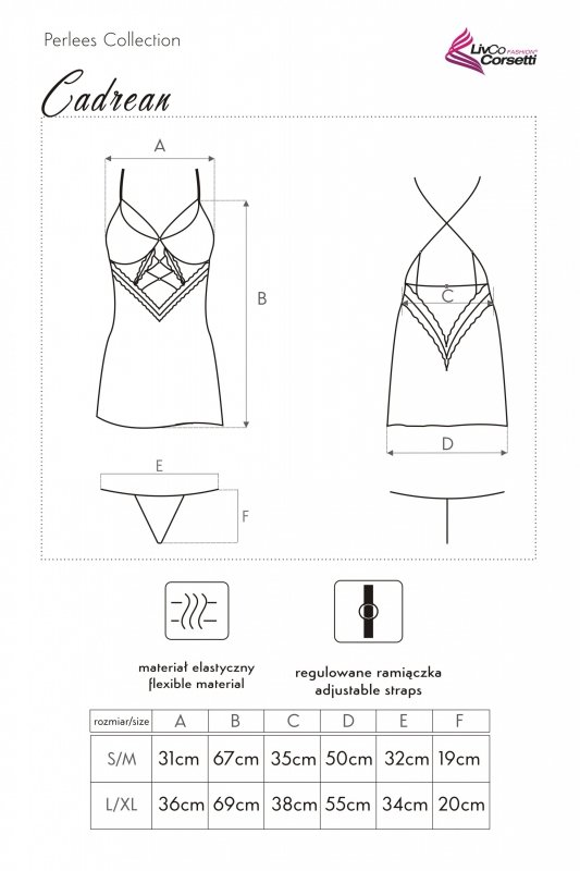 Zmysłowa Koszulka Damska Cadrean LC 90592 Perlees Pink Różowy Collection LivCo Corsetti Fashion rozmiar - S/M