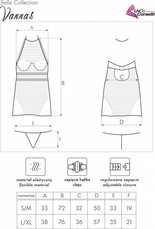 Vannas Beżowa Zmysłowa Koszulka Damska LivCo Corsetti Fashion rozmiar - L/XL