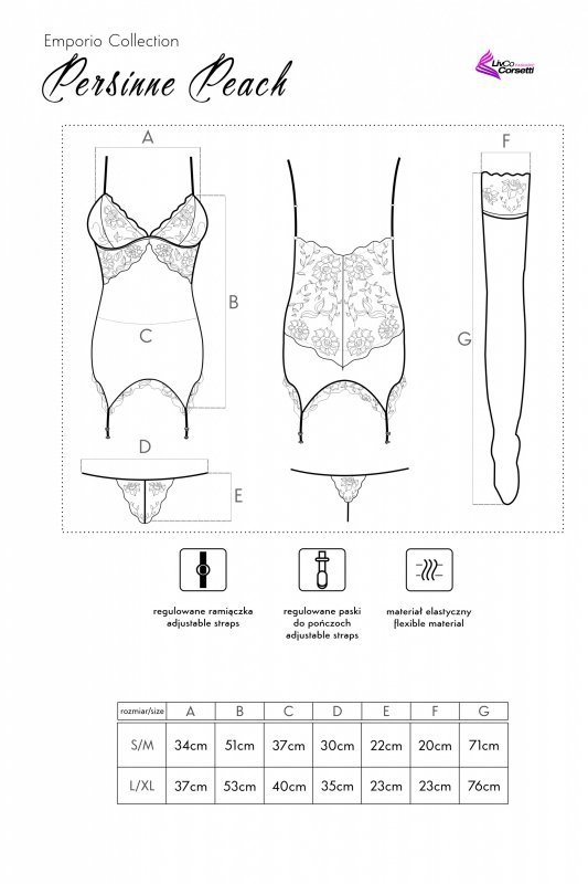 Gorset Persinne Peach Brzoskwiniowy Emporio Collection LivCo Corsetti Fashion rozmiar - S/M