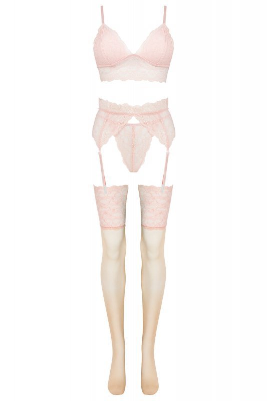 Zmysłowy komplet Flooranis Peach Emporio Collection Brzoswiniowy LivCo Corsetti Fashion rozmiar - L/XL