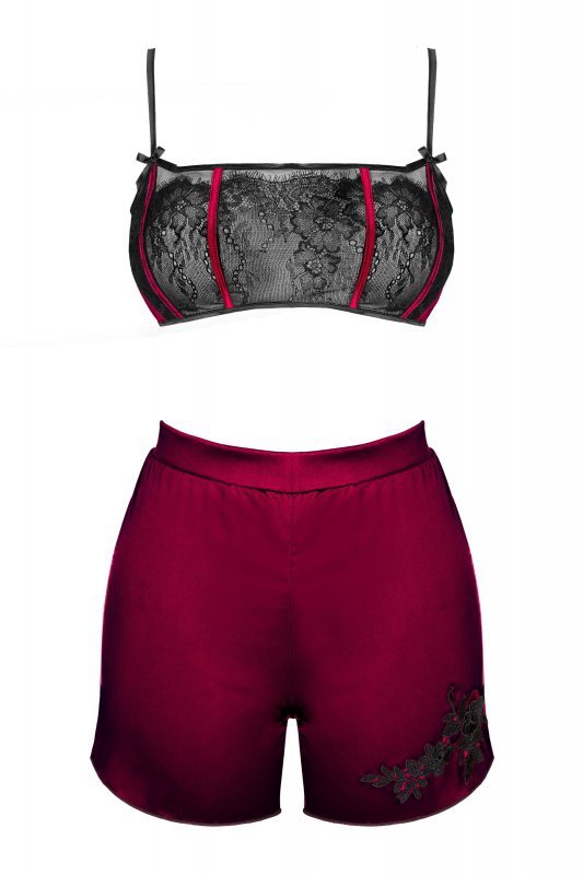 Zmysłowy Komplet Damski Nineras Cllaret Burgundy Bordowy Collection LivCo Corsetti Fashion rozmiar - S/M