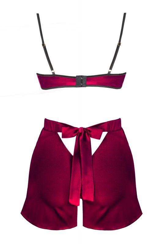 Zmysłowy Komplet Damski Nineras Cllaret Burgundy Bordowy Collection LivCo Corsetti Fashion rozmiar - S/M