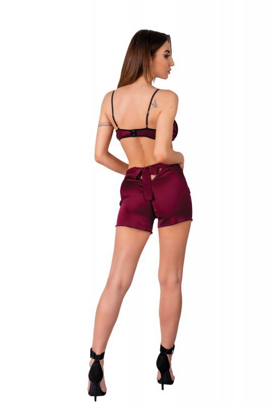 Zmysłowy Komplet Damski Nineras Cllaret Burgundy Bordowy Collection LivCo Corsetti Fashion rozmiar - S/M