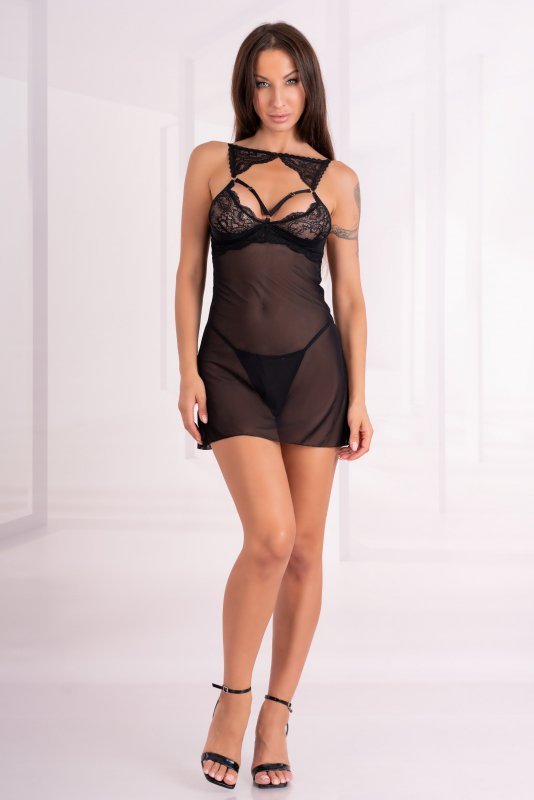Krolina Black/Czarna seksowna koszulka nocna LivCo Corsetti Fashion rozmiar - S/M